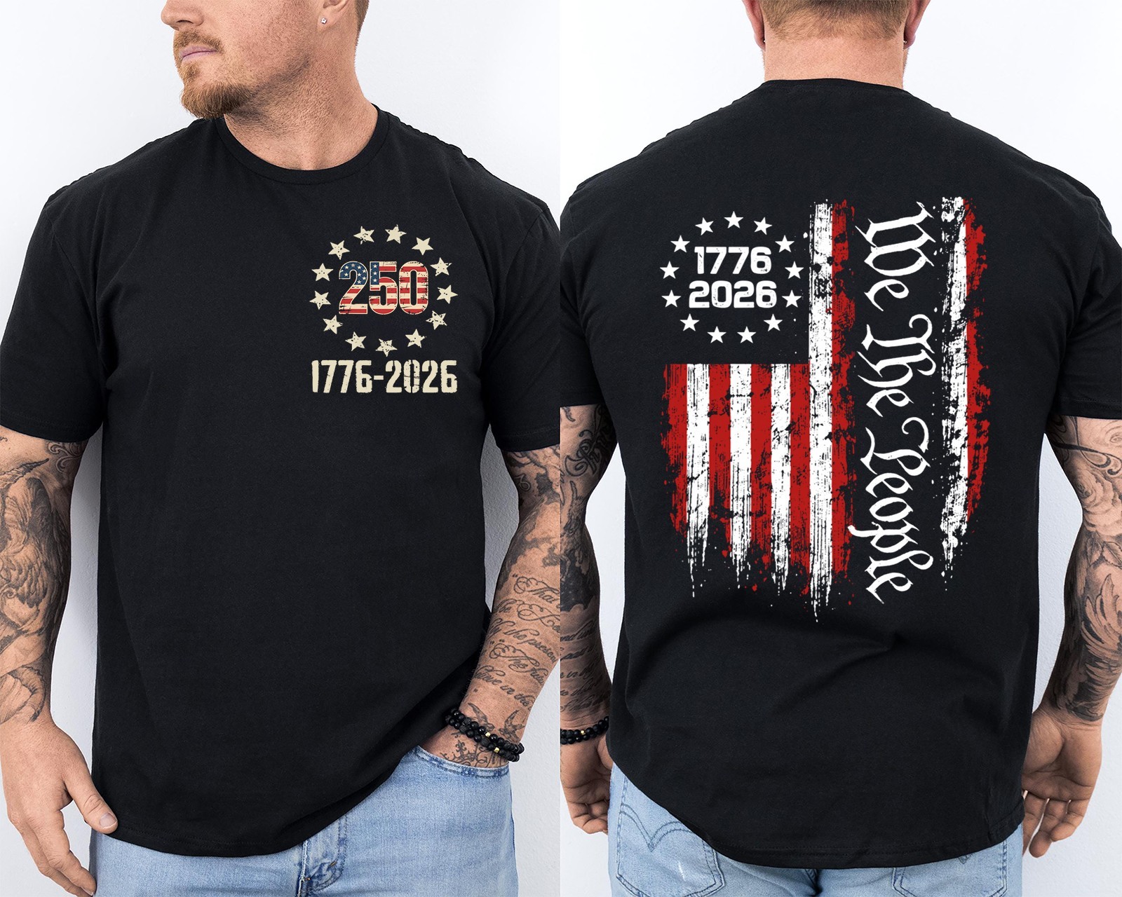 250 Years American Flag 250th Anniversary USA Patriotic Front & Back T-Shirt gallery