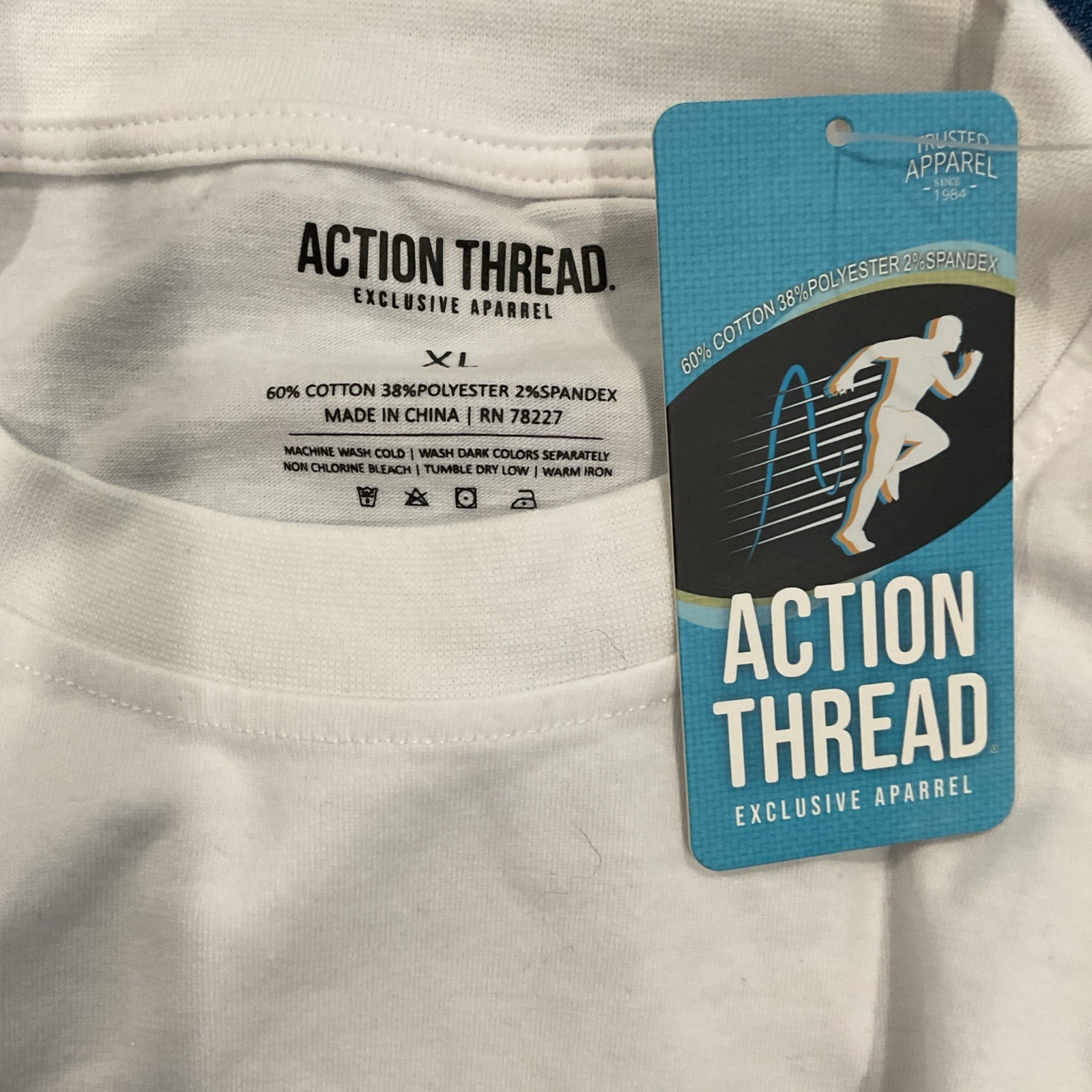 Action Thread Men's Long Sleeve Crewneck Solid T-Shirt BL1 White XL NWT gallery