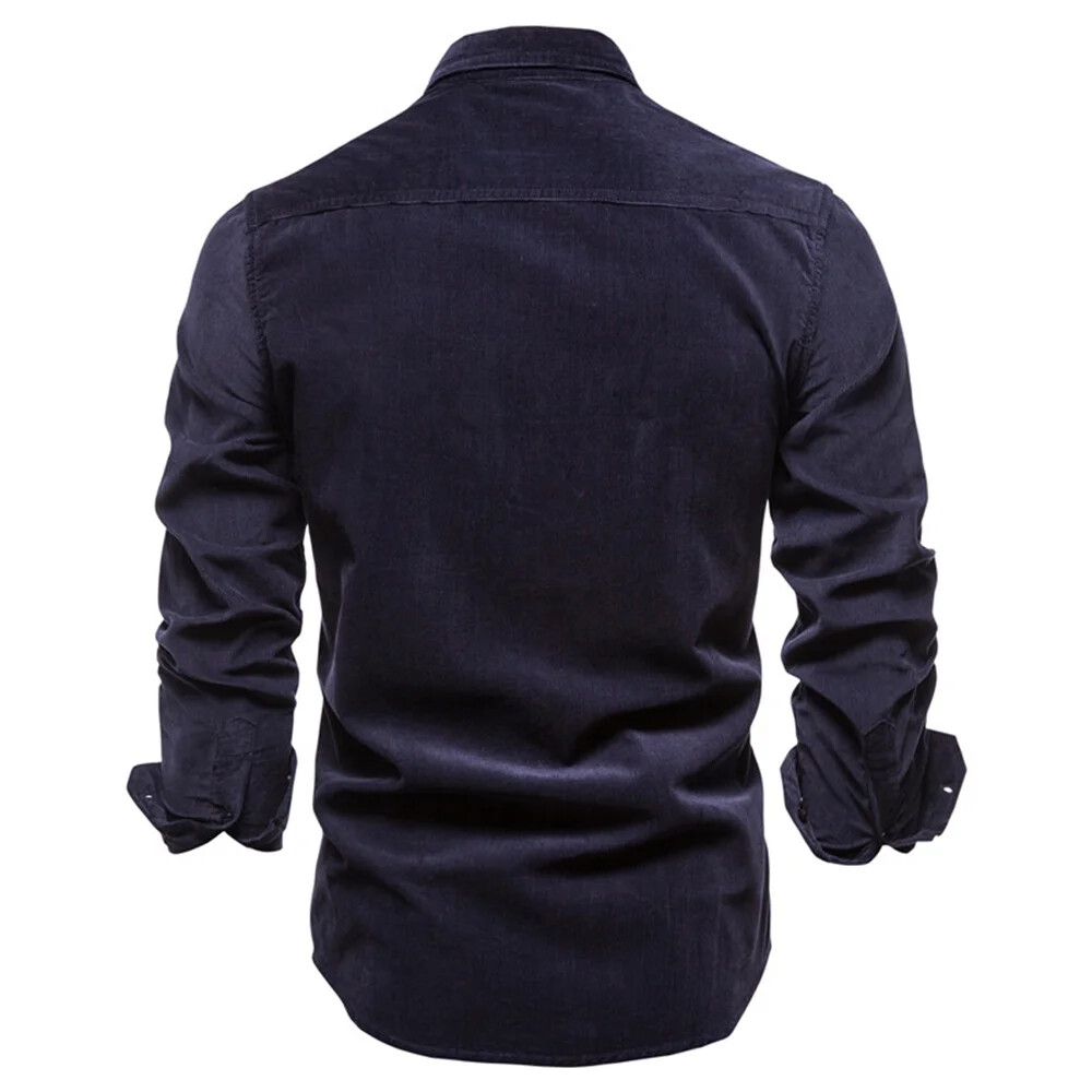 Cotton Men's Shirt Casual Fashion Solid Color Corduroy Shirts Autumn Slim gallery