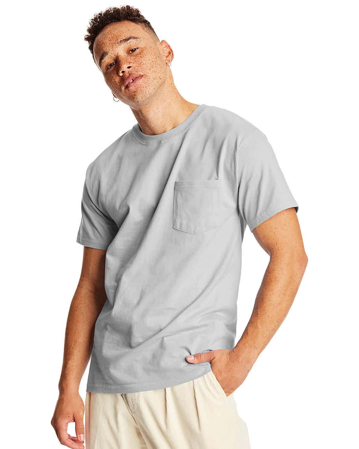5 Pack Of Hanes 5190P Adult Stylish T Shirt Crew Neck Beefy-T Shirt With Pocket gallery