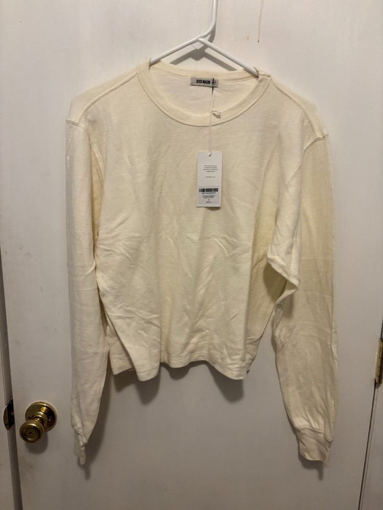 NWT Buck Mason Natural Double Slub Long Sleeve Crew Neck Shirt MEDIUM MSRP $78