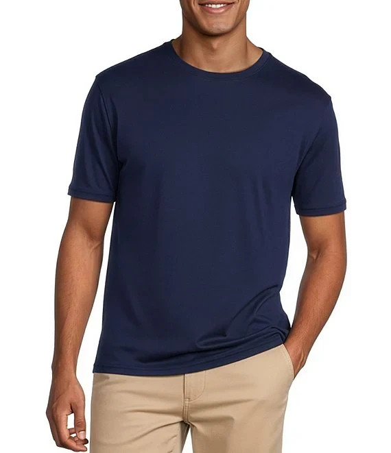 Mens Liquid Luxury T-Shirt Medium GRAY Interlock Crew Neck Murano Short Slv