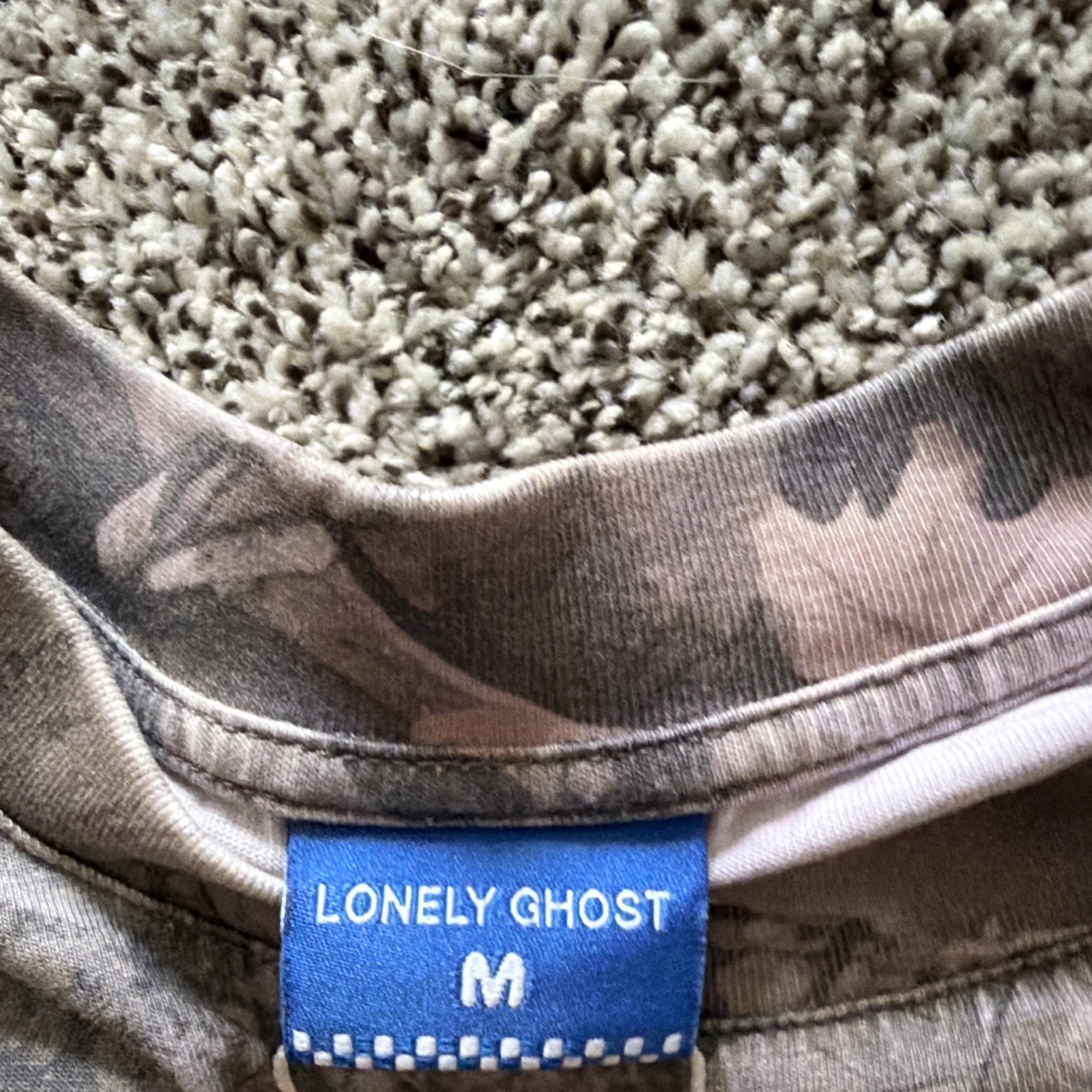 Lonely Ghost Dutch Bros Camo Graphic Logo Crew Neck Short Sleeve Tee Gray/Blue M gallery