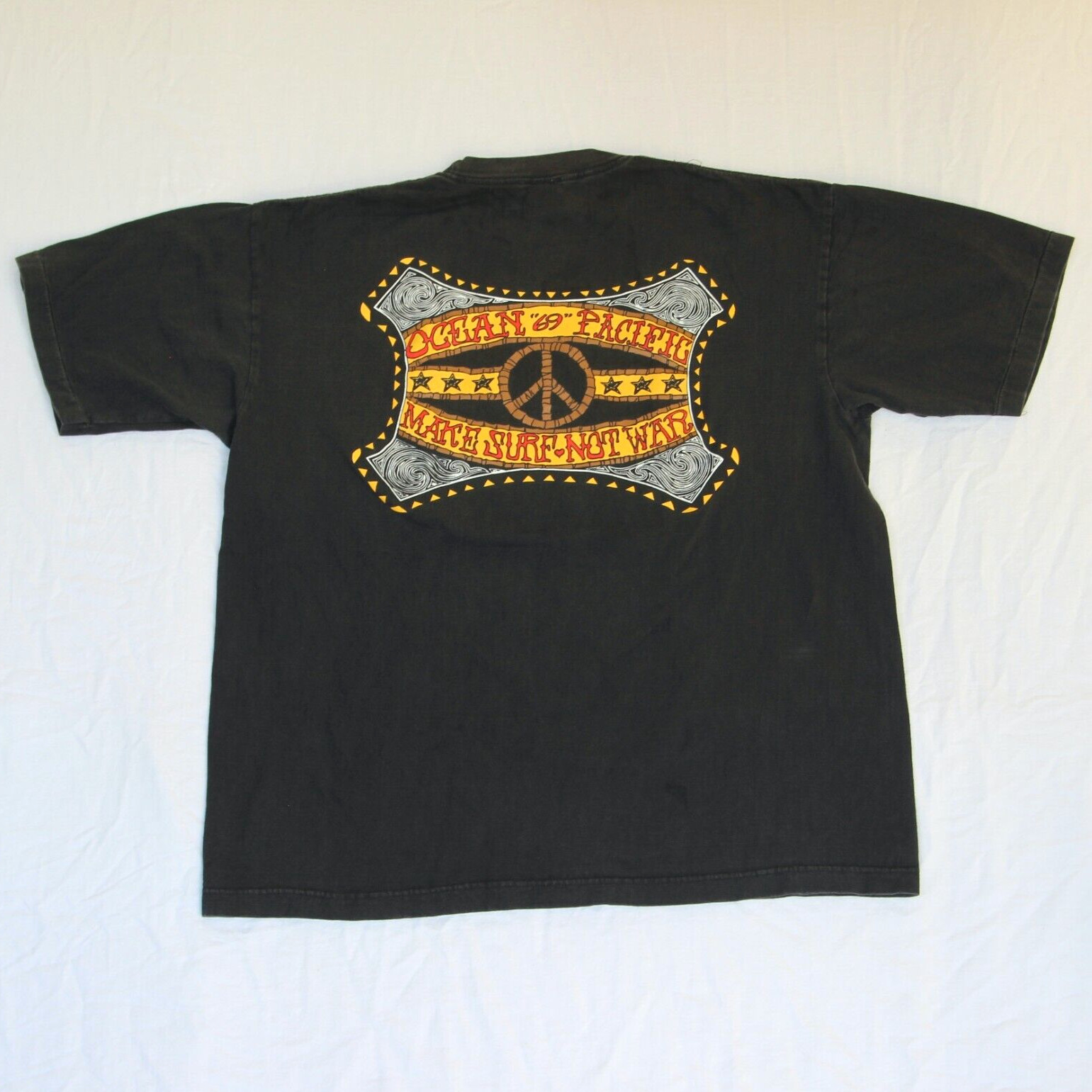 VTG Ocean Pacific T Shirt L MAKE SURF NOT WAR 69 Peace Op Skate Grunge Tee gallery