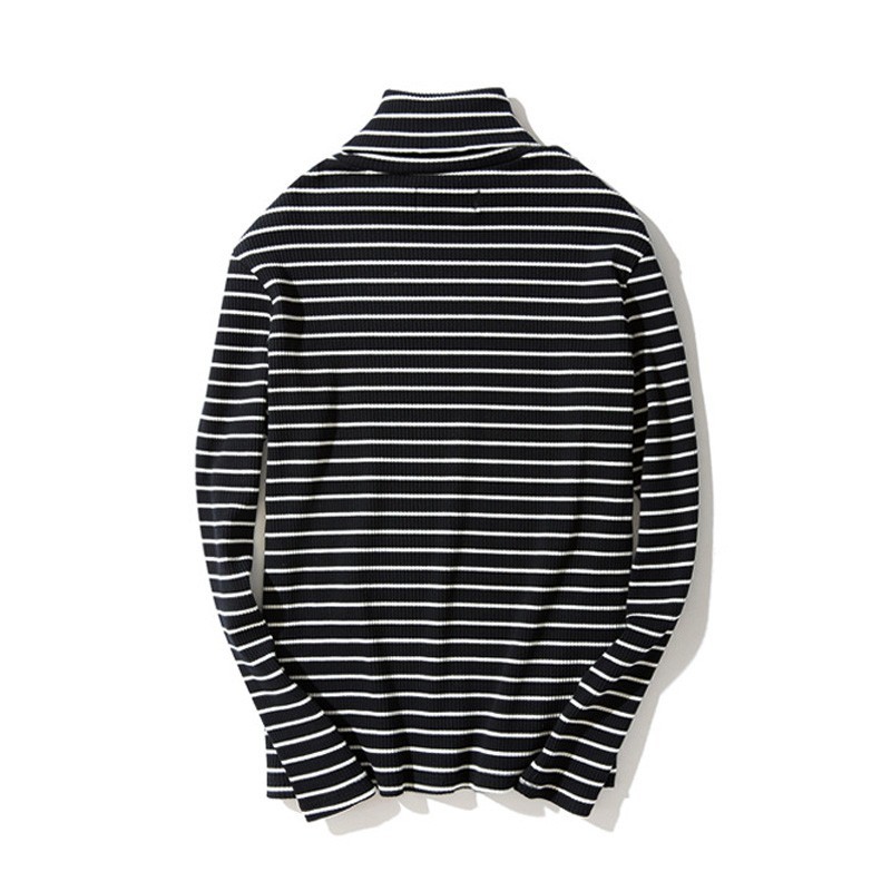 Men's Long Sleeves Tops Loose Shirt High Neck Blouse Sweater Stripes Warm Soft gallery