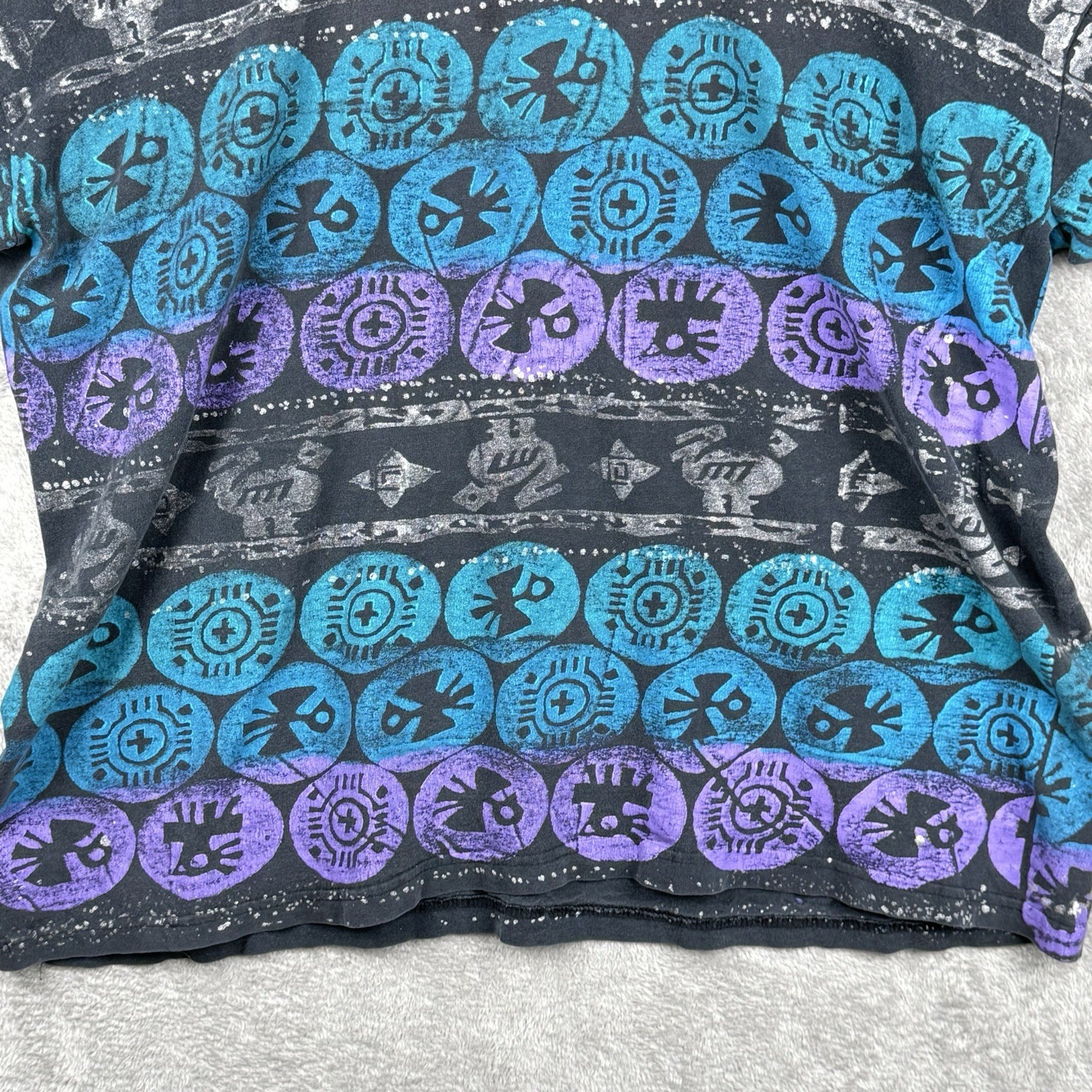 EZL Painted Glitter Shirt Mens L One Size Vintage 90s Tribal Hip Hop Colors gallery