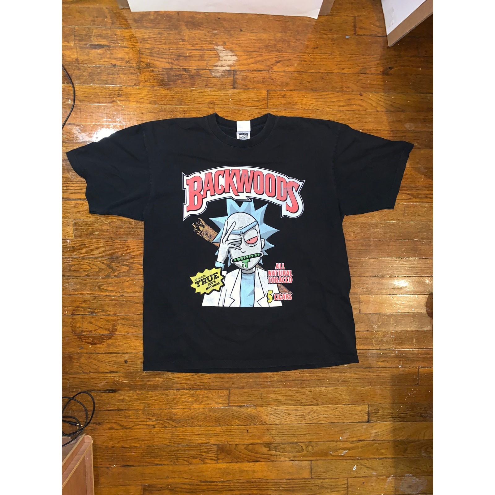Backwoods Rick And Morty T Shirt 2XL Shaka Wear Black Graphic Tee Cartoon