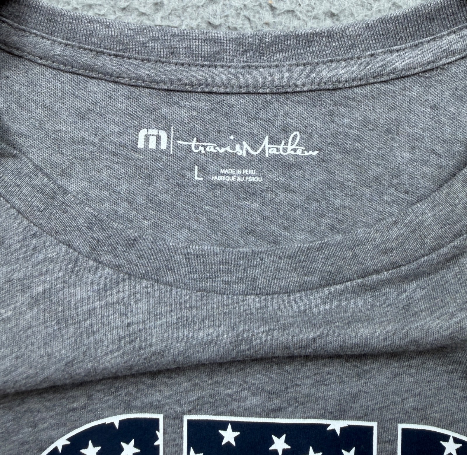 Travis Mathew Graphic T Shirt Mens Large Gray Star Stripes Pima Cotton Logo Flag gallery