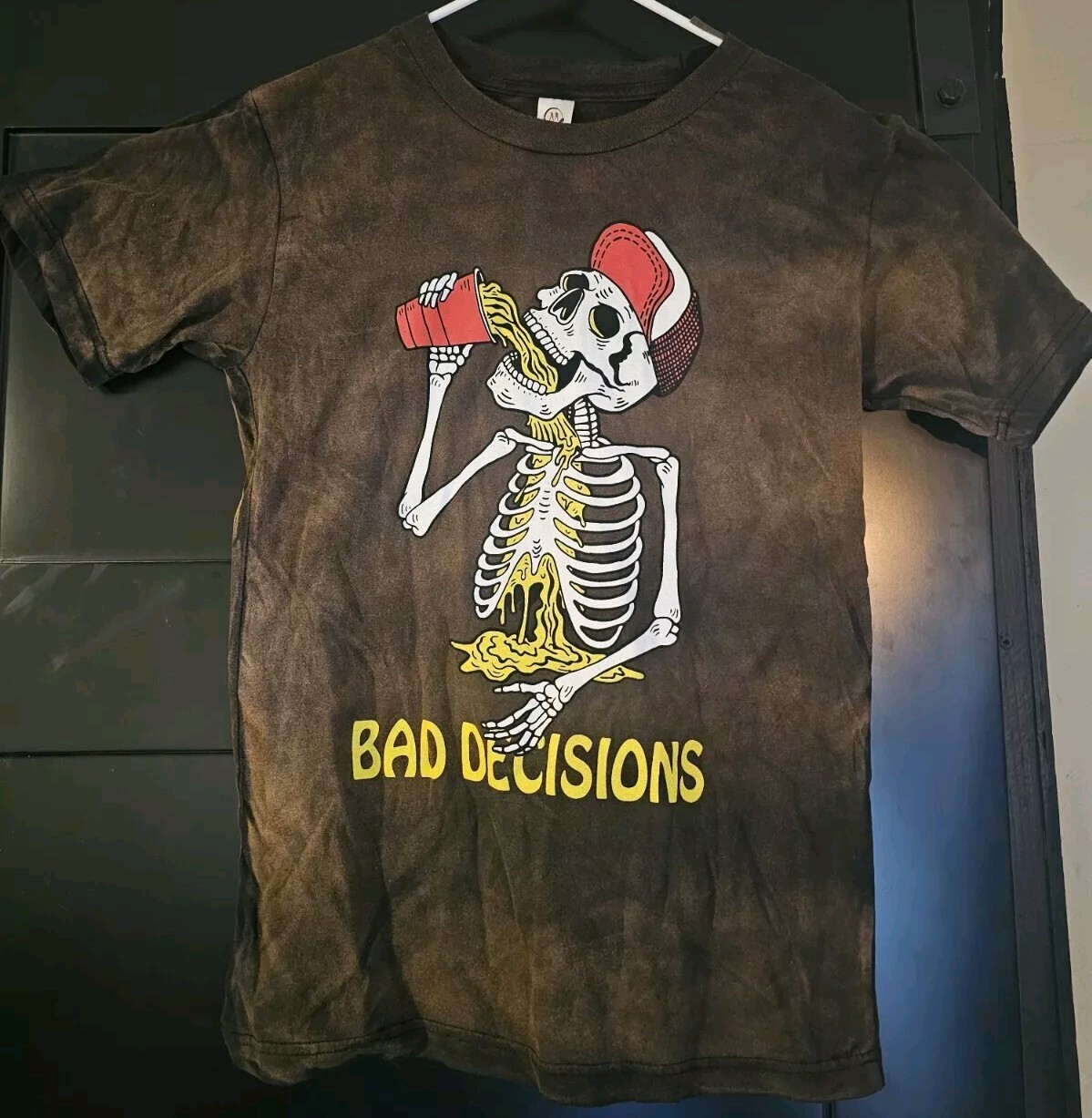 Bad Decisions T-shirt Dyed Short Sleeve Crew Neck Active Apparel Skeleton gallery