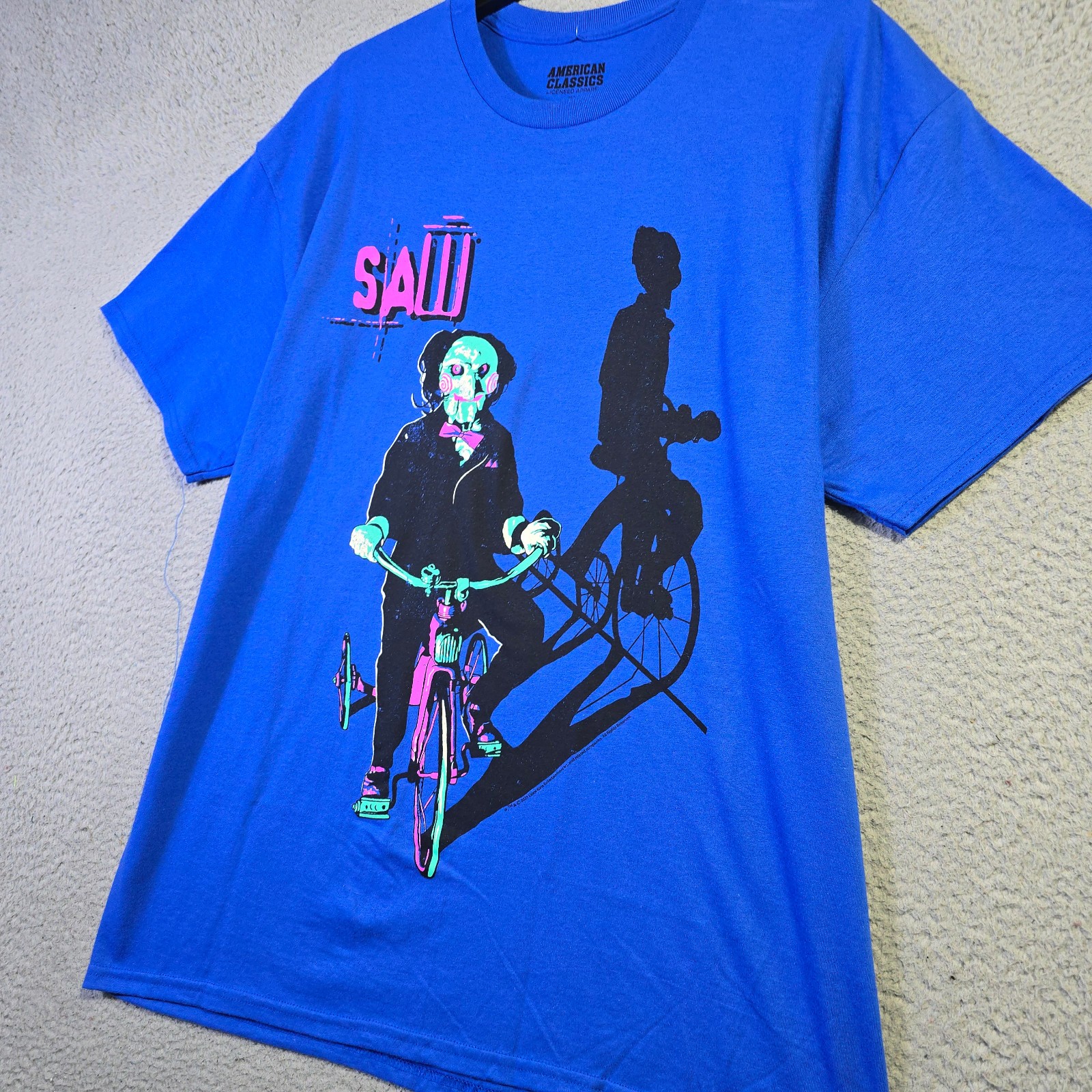 Saw Shirt Mens Extra Large XL Blue Horror Movie Horror Billy Puppet Casual NWT gallery