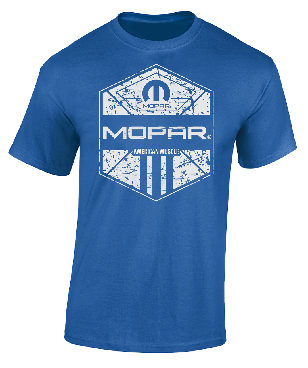 CHECKERED FLAG SPORTS MOPAR AMERICAN MUSCLE MEN'S COTTON ROYAL BLUE TEE SHIRT gallery