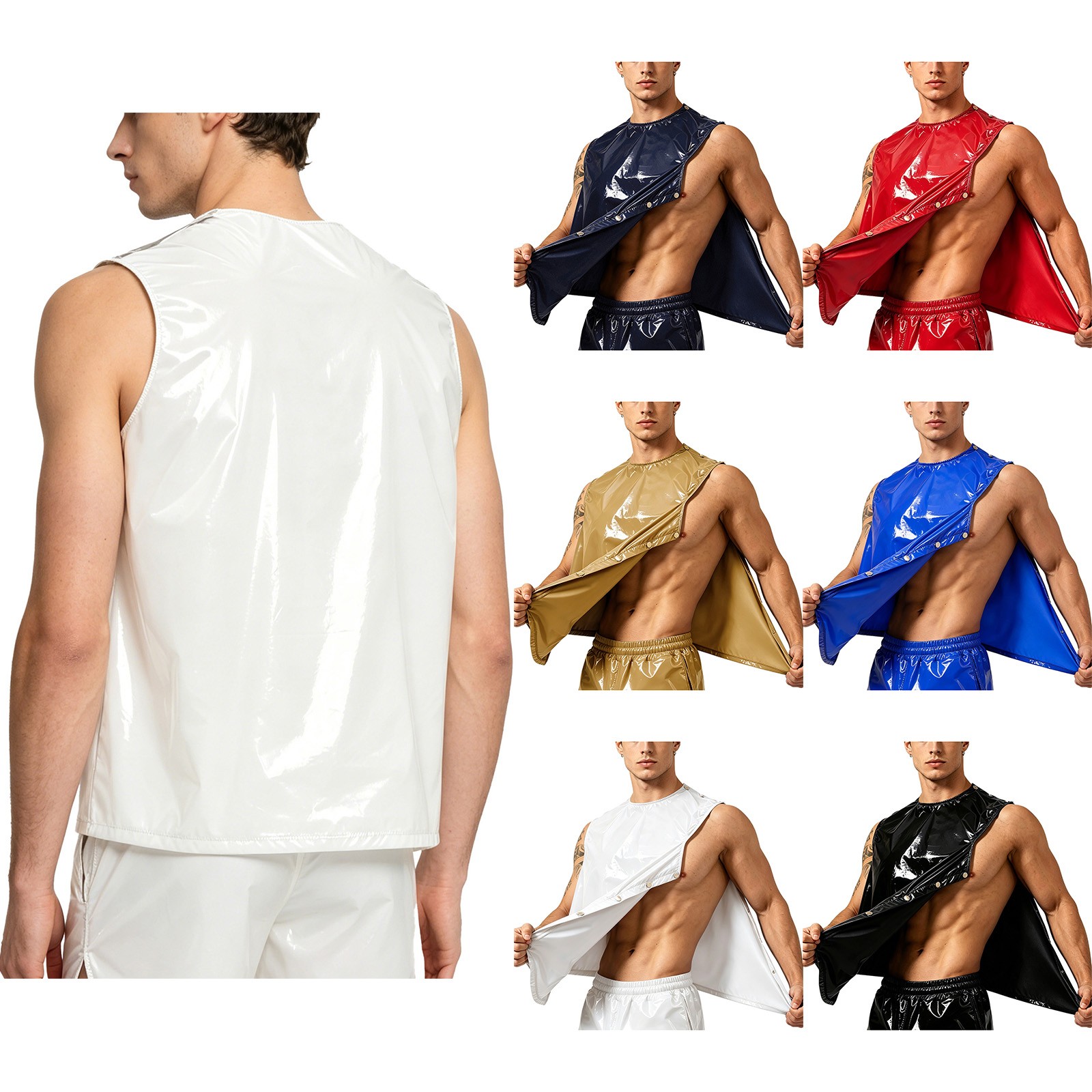 Recovery Shirt Men O Neck Tear Away Vest Sleeveless Muscle Top T-shirt Gym Shirt gallery