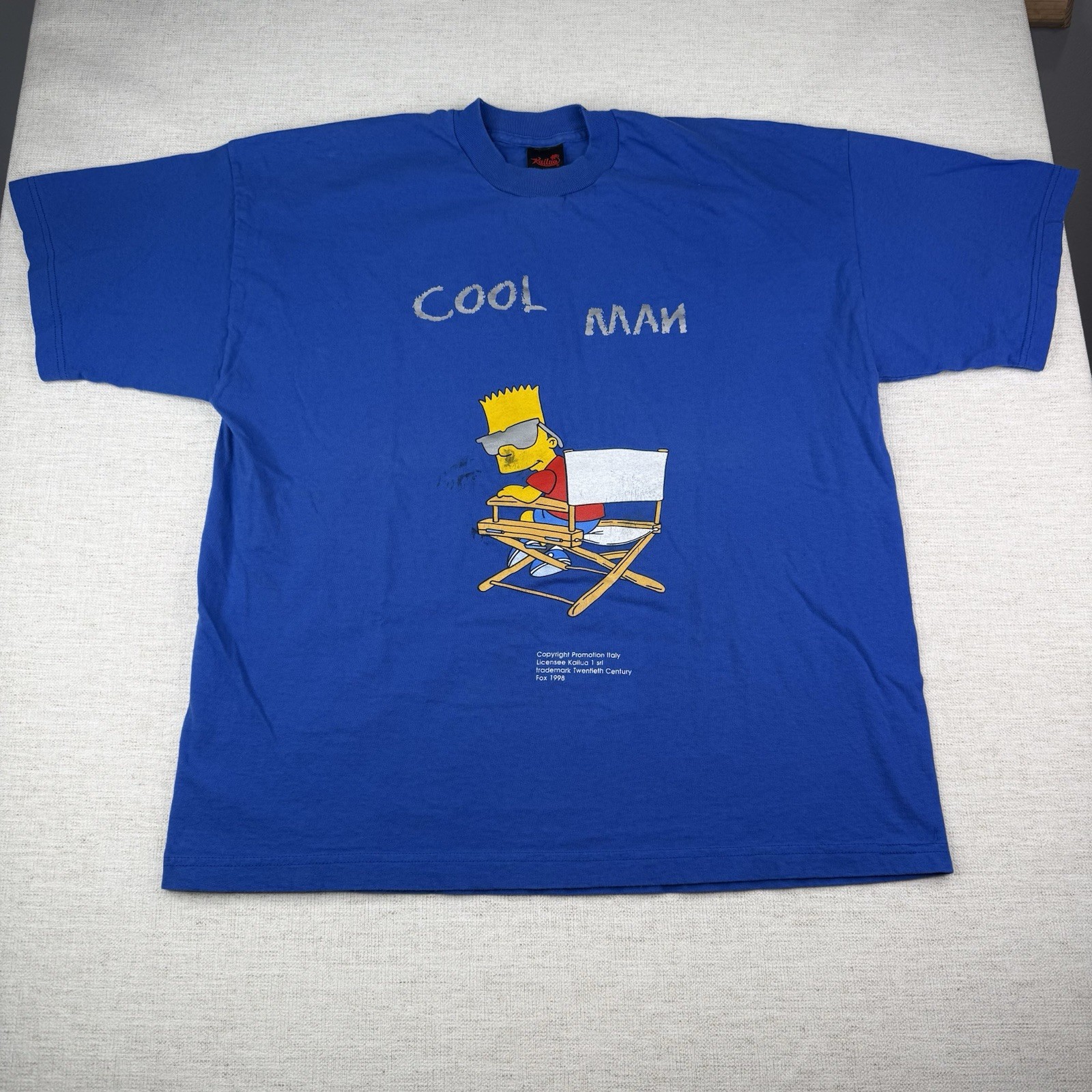 Simpsons Vintage 90s T-Shirt Men's XL Cool Man Bart Simpson 1998 Kailua Blue Fox gallery