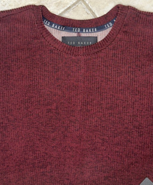 Ted Baker London L/S Rib Crew Loungewear Tee Shirt Mens XL Maroon Heather NWT gallery