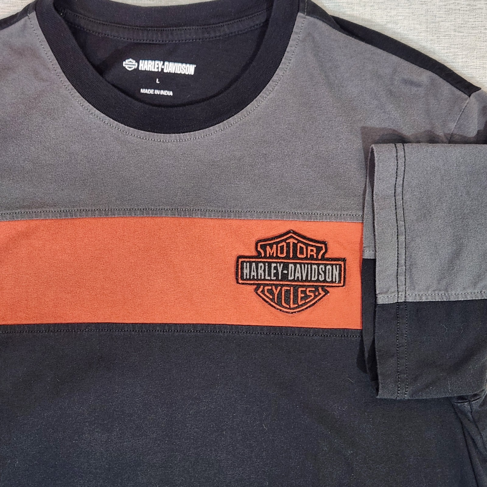 Harley-Davidson Men’s L Short Sleeve Graphic T-Shirt Color Block Logo Biker gallery