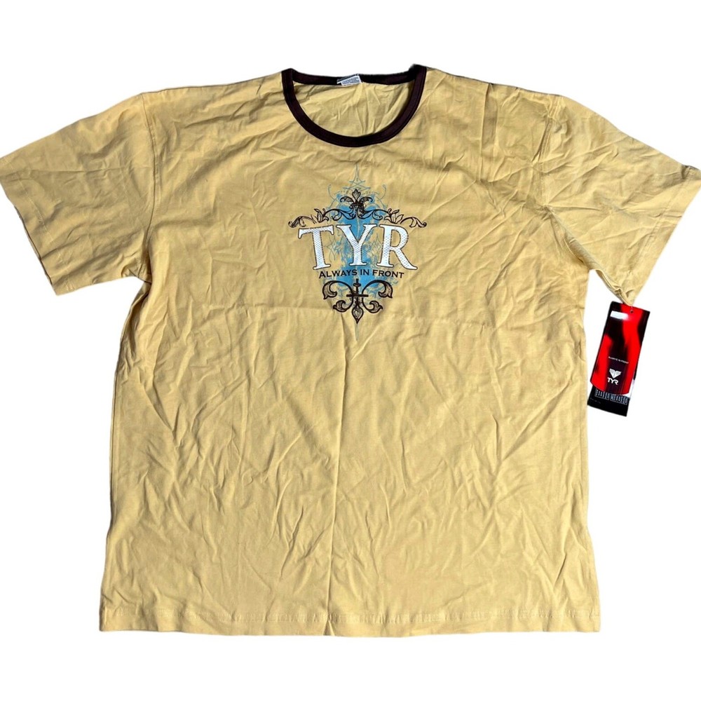 TYR Men’s ALWAYS IN FRONT Tshirt Tee Short Sleeve – Gold – Size XXL – $40