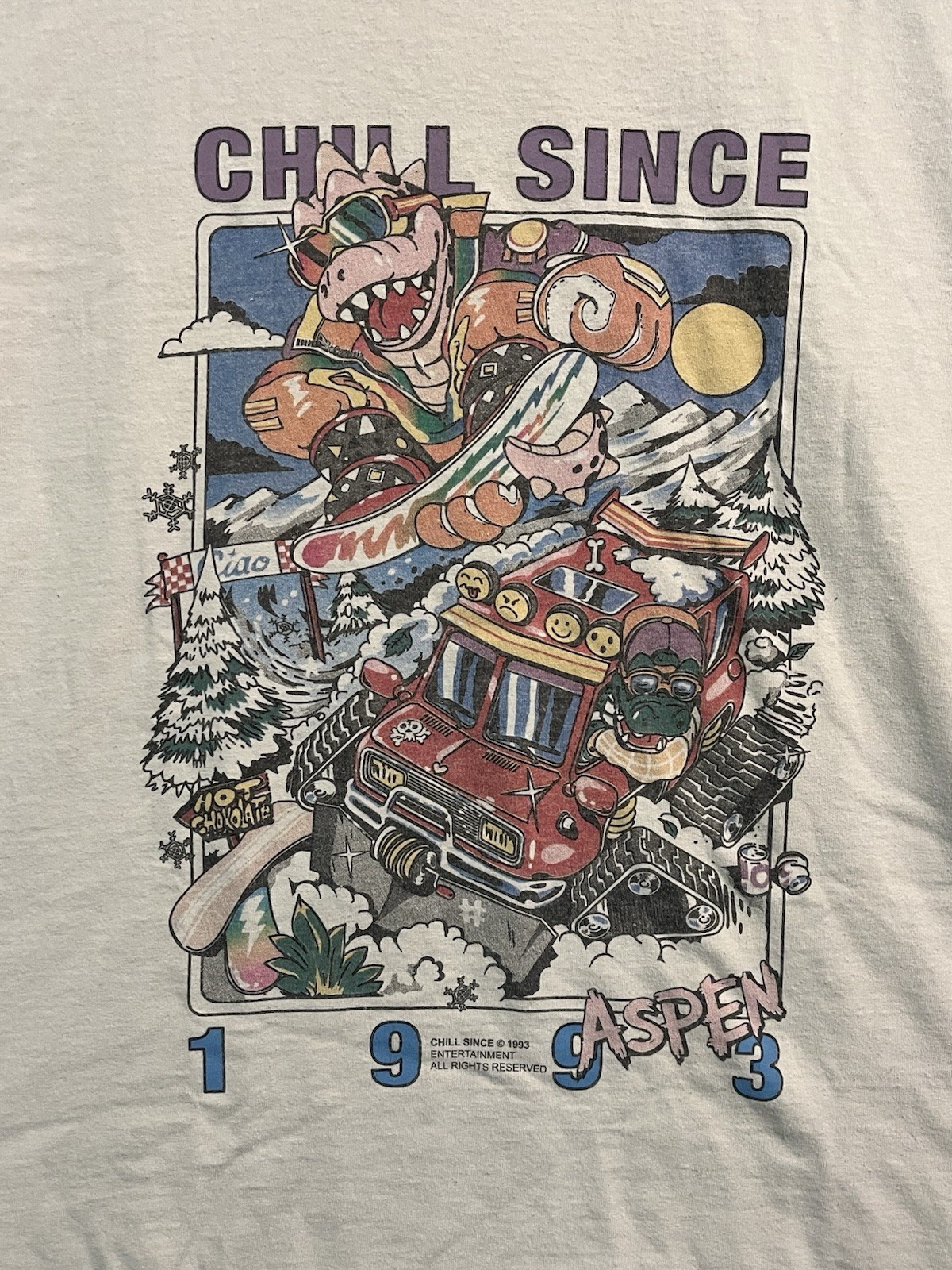 Vintage John Galt Aspen Switzerland Chill Since 1993 Single Stitch Tee OSFA gallery