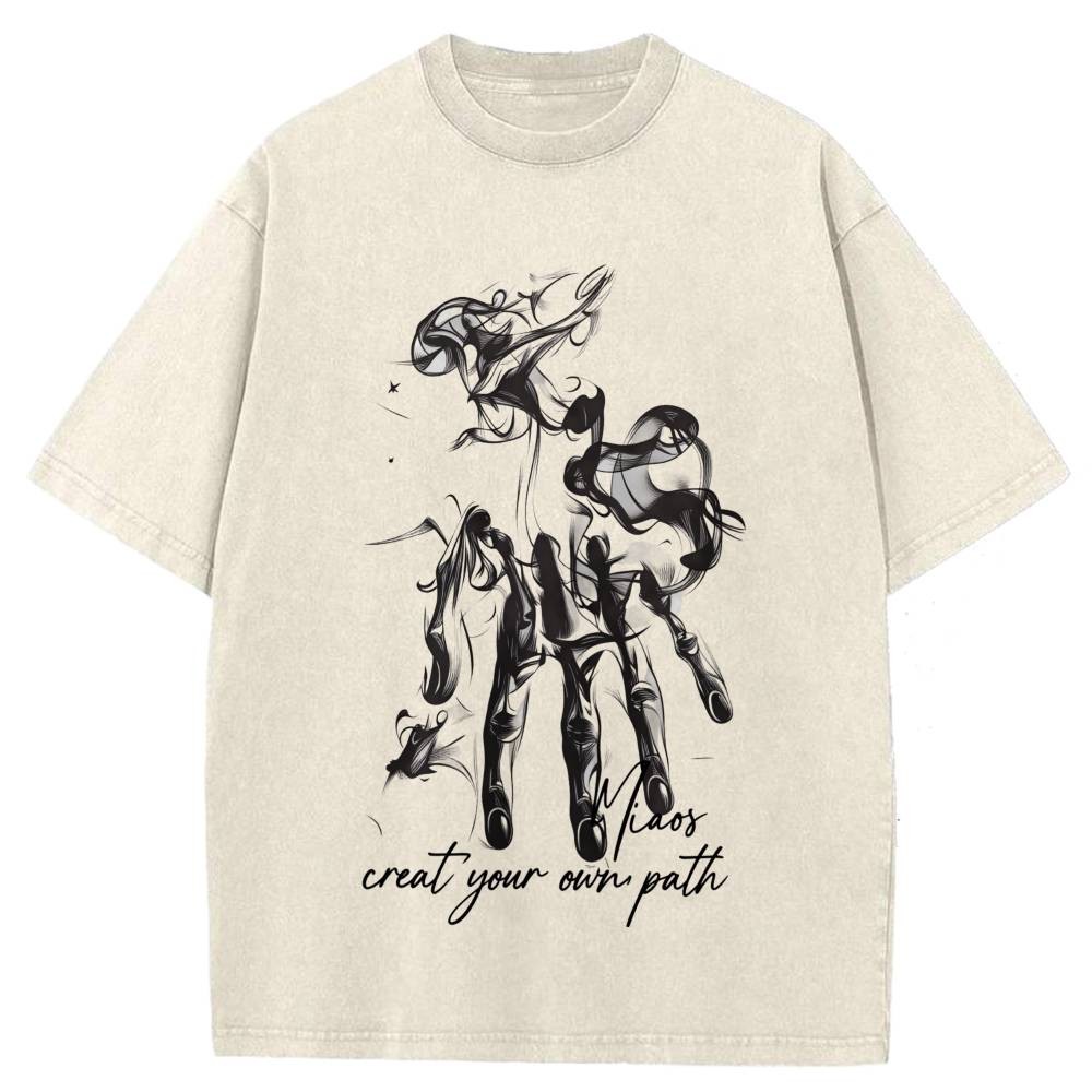 100% Cotton Oversized T-Shirt, Smoke Hand Art Vintage Streetwear Unisex Tee gallery