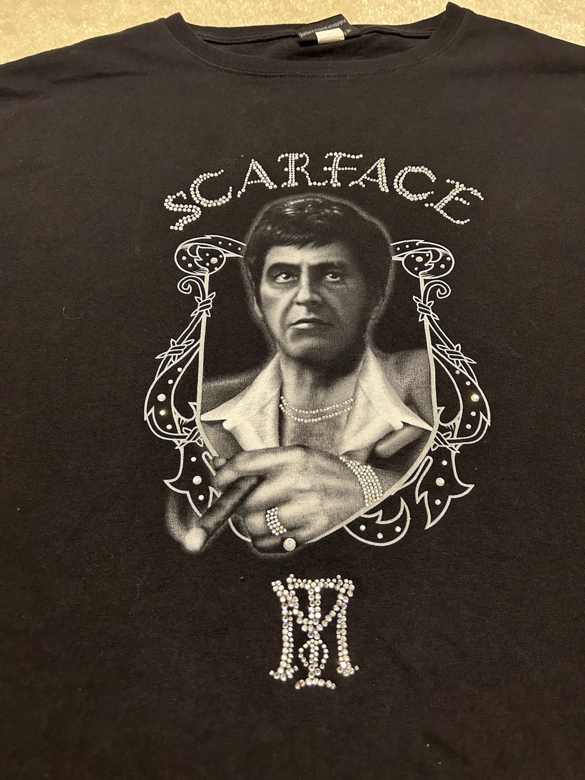 Vintage Scarface Clothing Co Tee Shirt Mens 4XL Black Graphic Print Beaded gallery
