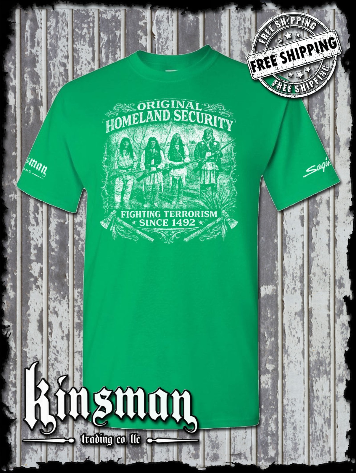 Fighting Terrorism Since 1492 Homeland Security T-Shirt Native American Indian gallery