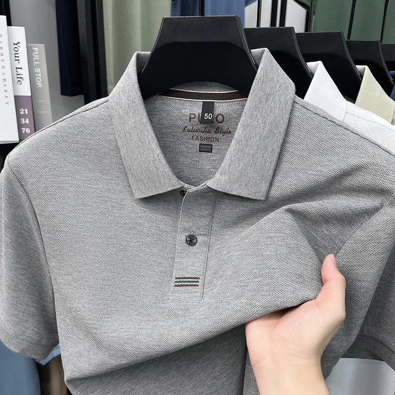 100% pure cotton short sleeve polo shirt high-quality brand solid color business