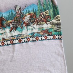 Vintage Cherokee NC Native Indian Graphic T Shirt Mens XL AOP Habitat Gray