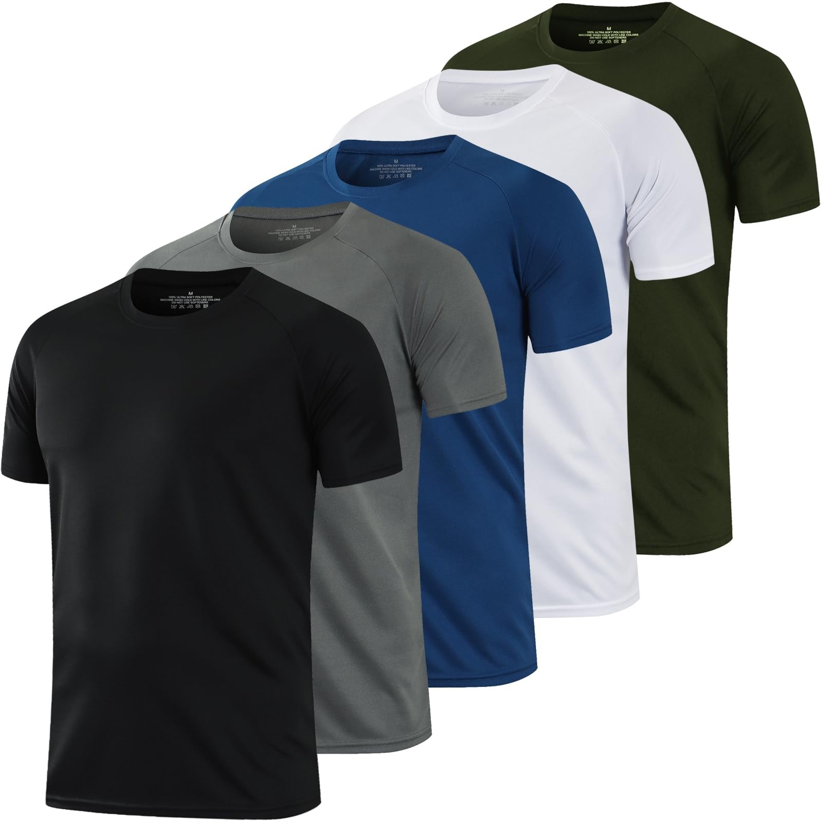 5 Pack Running Shirts Men Sport Tops Dry Fit Gym Wicking Athletic T Shirts Br... gallery