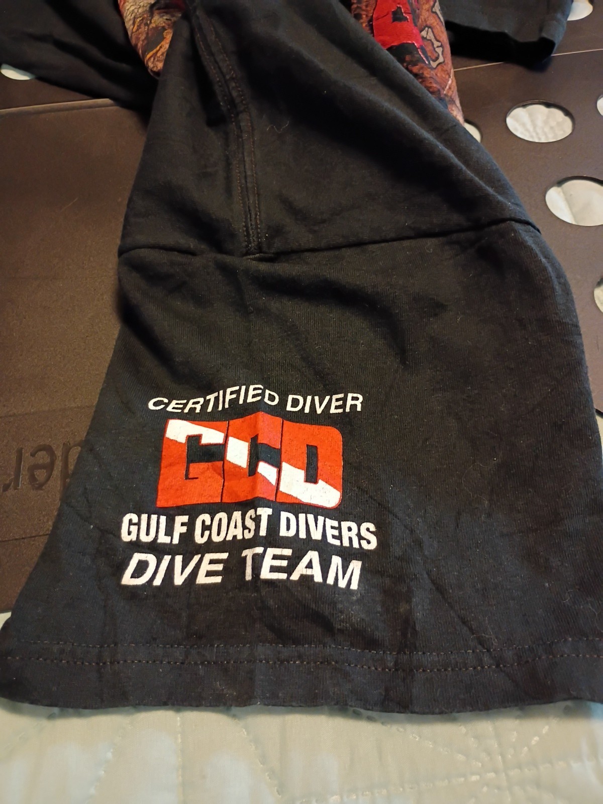 Men's Y2K Certified Diver Gulf Coast Divers Dual Graphic T-Shirt Black L gallery