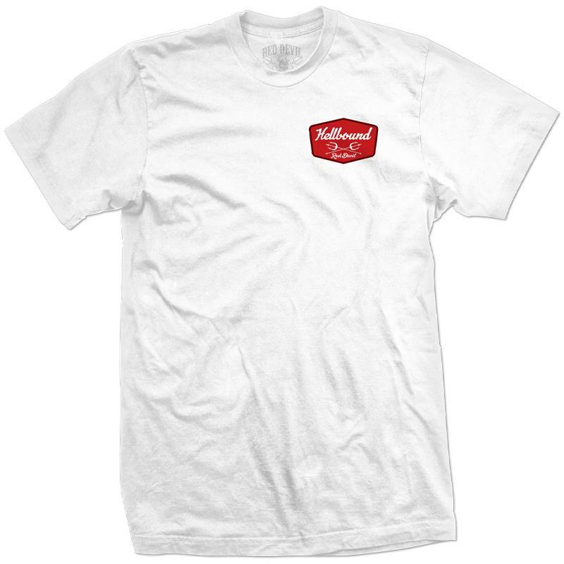 NEW Red Devil HELLBOUND BADGE WHITE Tee Shirt SMALL-5XLARGE #MPT-905-WHI LIMITED gallery