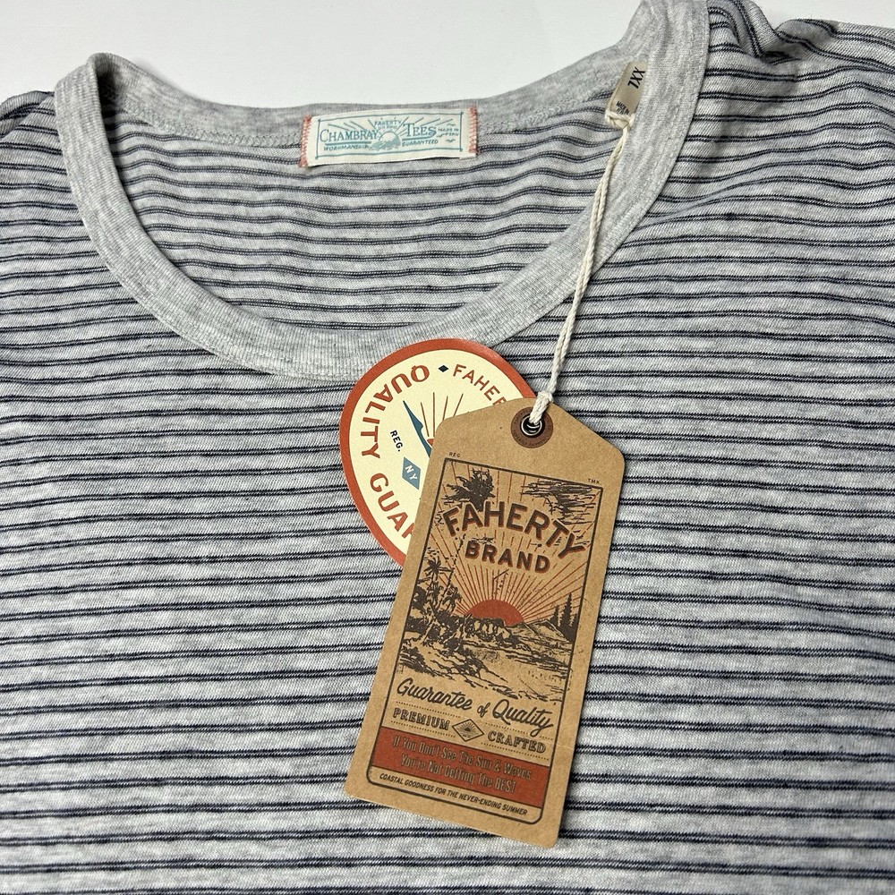 Faherty TShirt Men’s XXL Short Sleeve Vintage Chambray Cotton Modal Lightweight