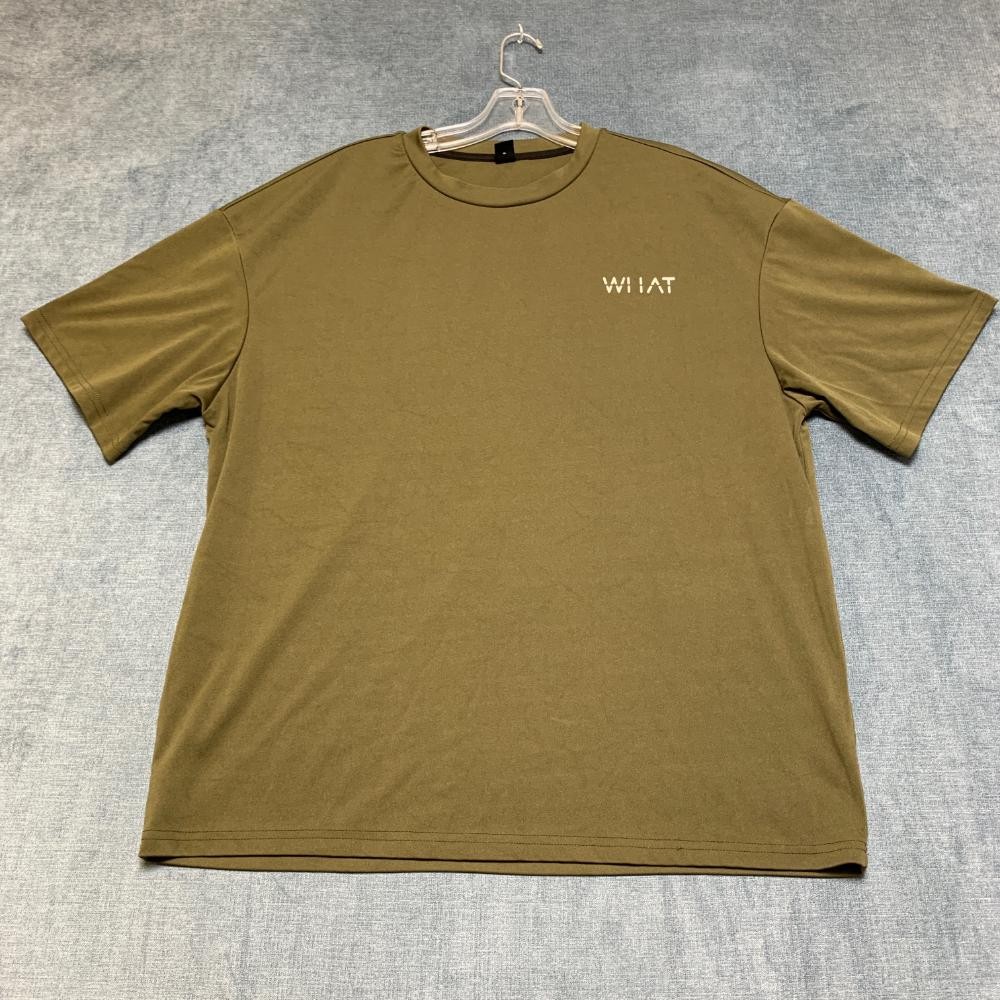 Manfinity WHAT Tee Shirt Mens Large Olive Green Summer Trendy Everyday Wear gallery