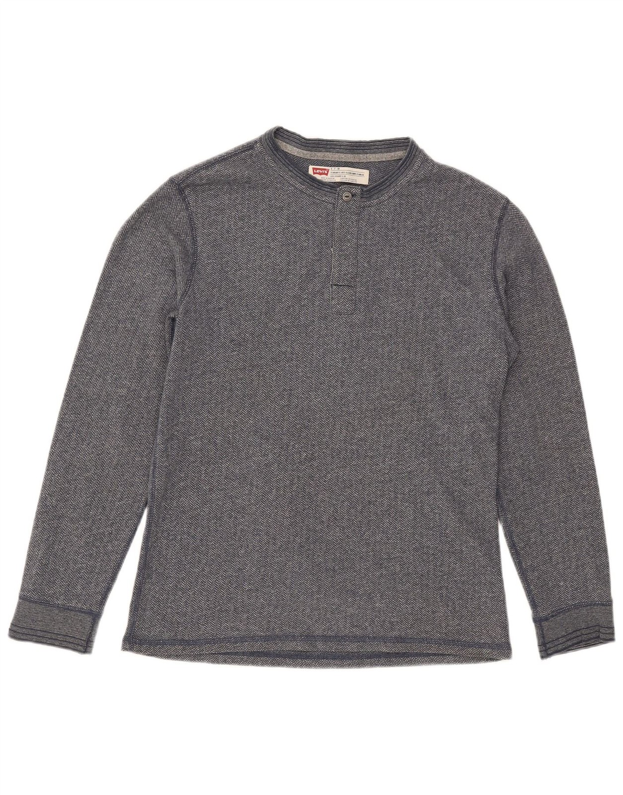 Levi’s Mens Standard Fit Top Long Sleeve Small Grey Herringbone Cotton DR08