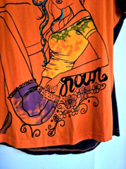 Graphic Tee Orange Summer Sequined Pullover Top English Grammar Theme Size L