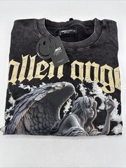 Roku Studio Fallen Angel 3XL Cropped Studded T Shirt NWT Washed Black / Gray