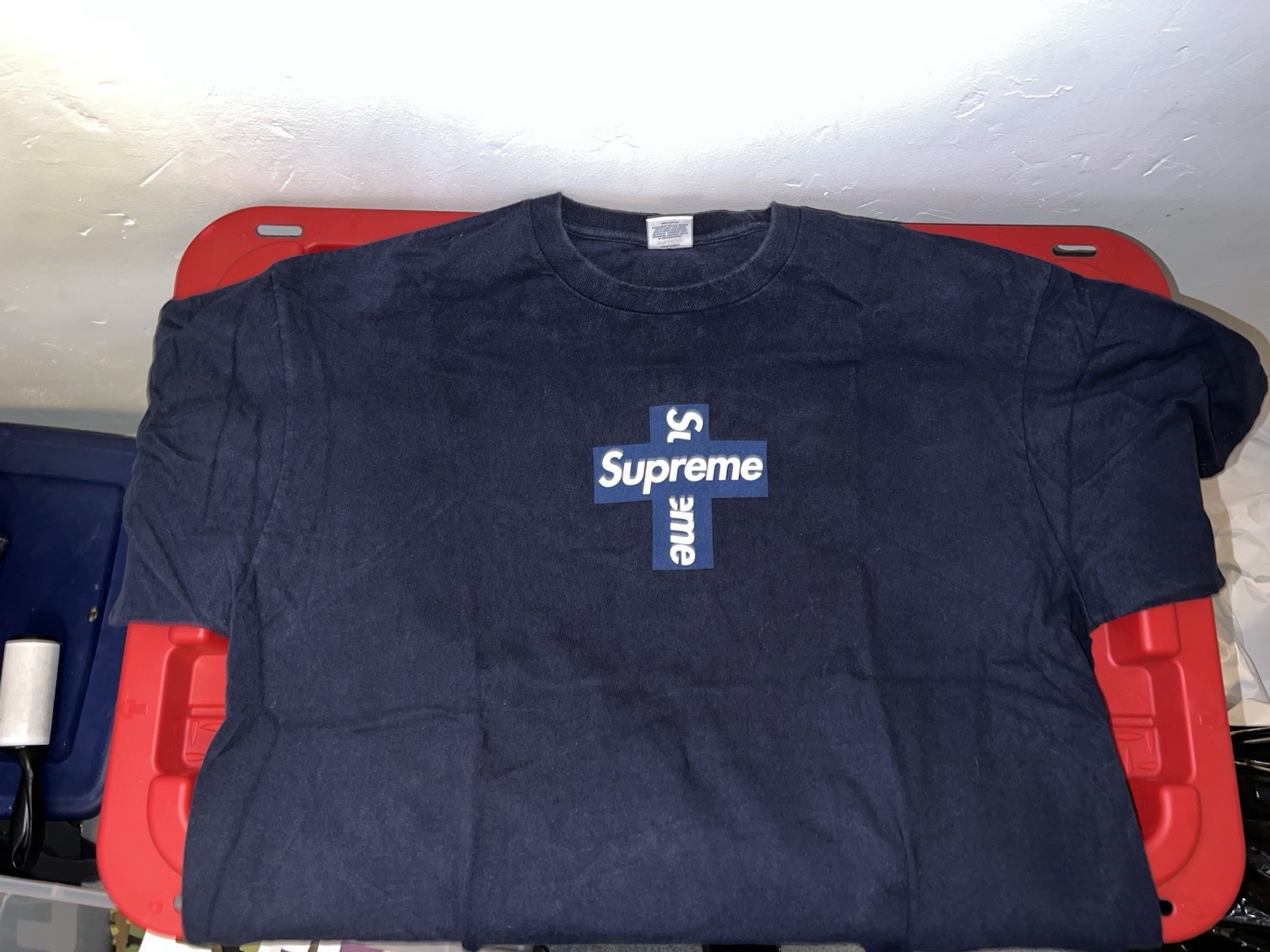 Supreme Cross Box Logo T-shirt Navy XL gallery