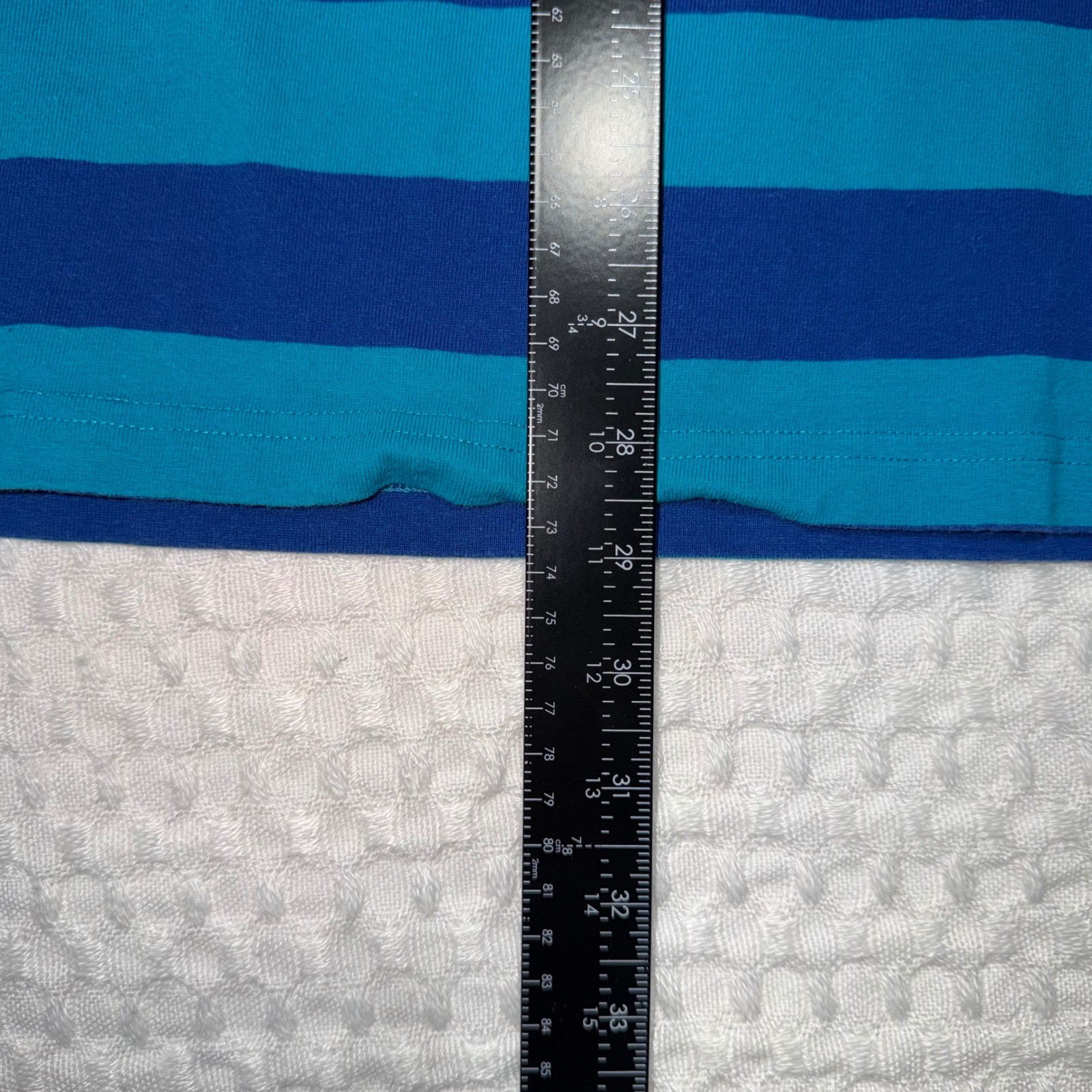 Vintage Tommy Jeans Mens XL Blue Striped Short Sleeve Script Boxy Logo T-Shirt gallery