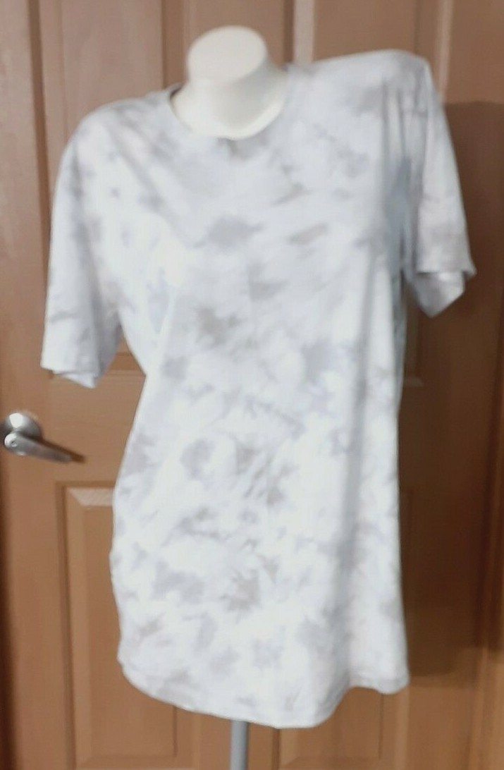 George Tie-Dyed Silver Short Sleeve Tee Shirt Asymmetric Hem Men's Size M(38-40) gallery
