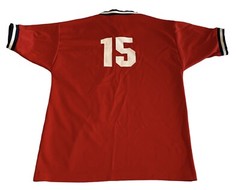 Cooperstown Dreams Park Authentic Baseball V Neck Ringer Red Shirt Size M #15