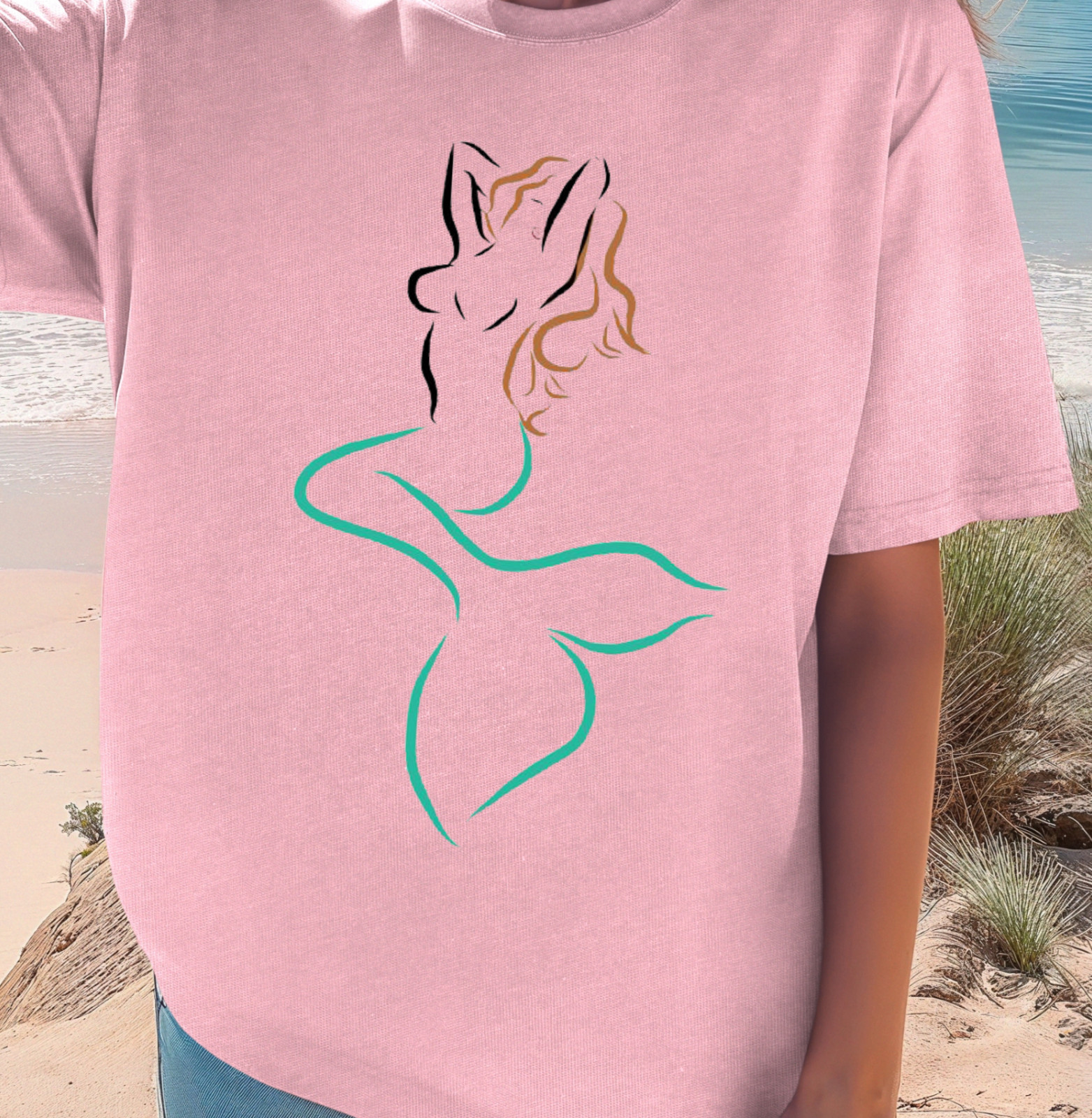 Minimal Line Mermaid T-shirt | Summer Fashion Tee, Ocean Lovers, Gift for Her gallery