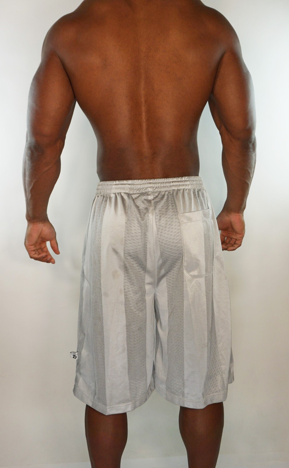 MEN'S 2 PIECE SILVER SEMI-SHEER CREW NECK SHIRT & SHORTS SET SIZE L gallery