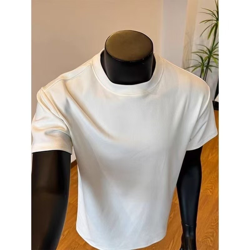 Men’s Crew Neck Simple Comfort Heavy Cotton T-Shirt Tees Short Sleeve WHITE 2XXS