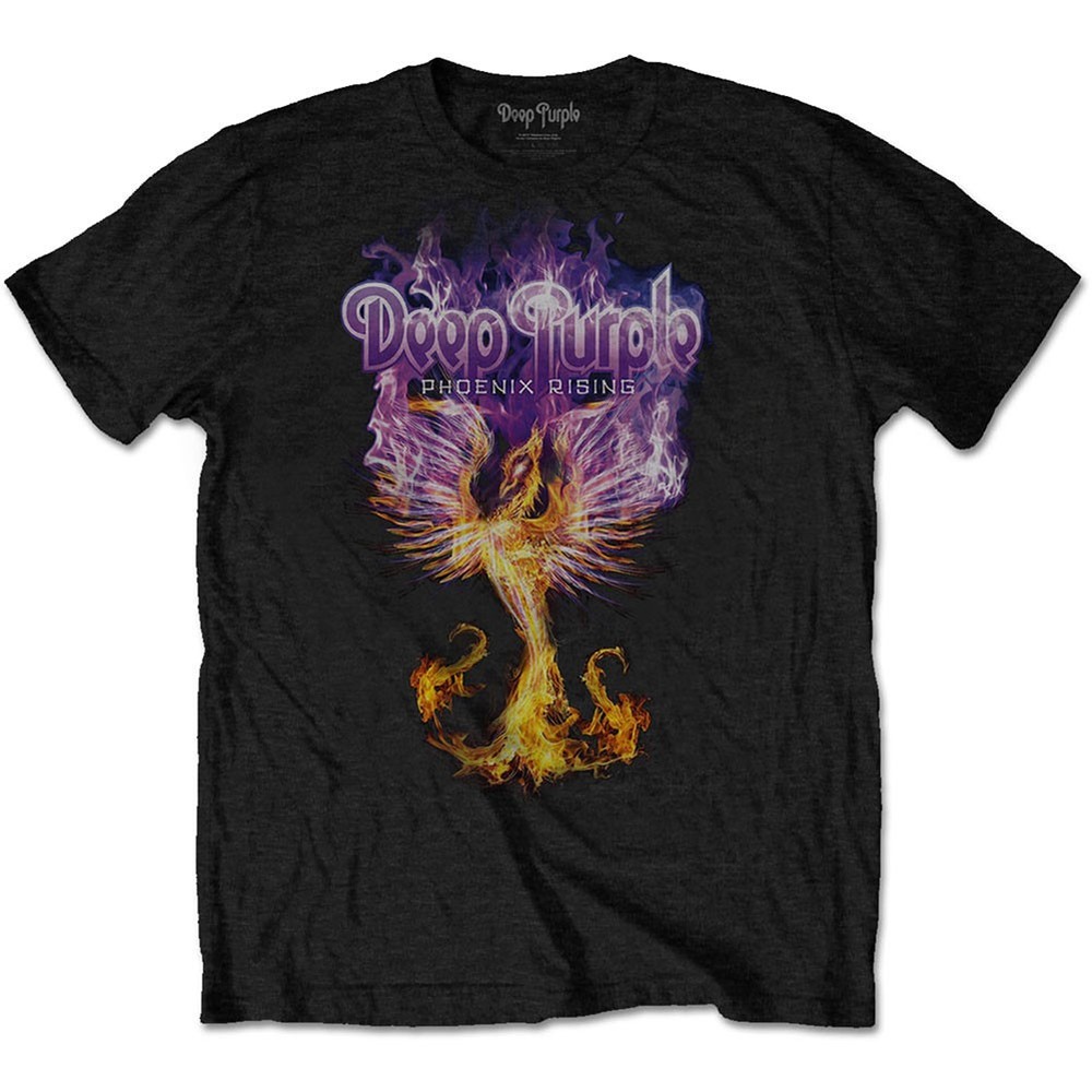 Men’s Deep Purple Phoenix Rising Slim Fit T-shirt Small Black
