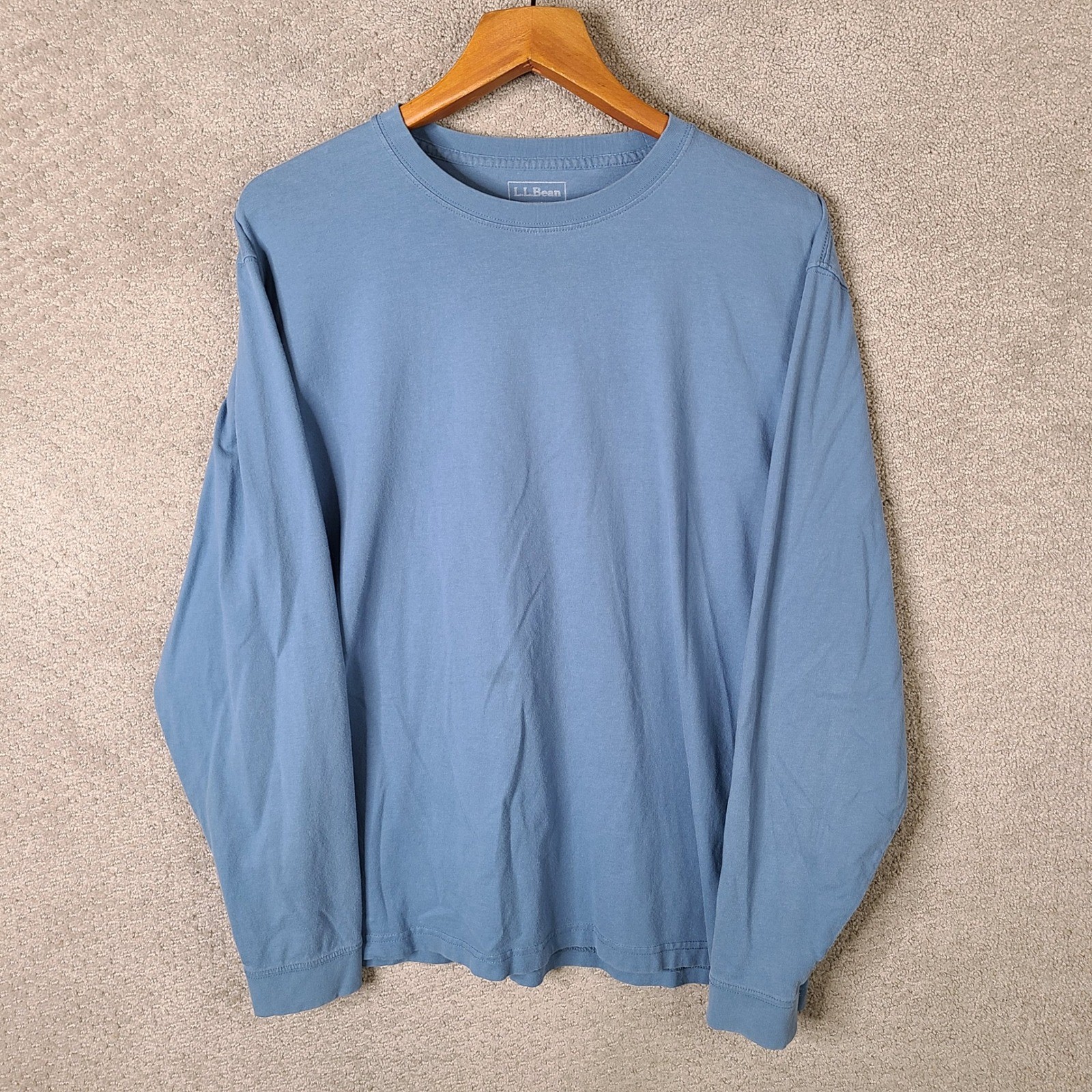 L.L.Bean Shirt Mens L Blue Traditional Fit Cotton Long Sleeve Crew Neck Casual