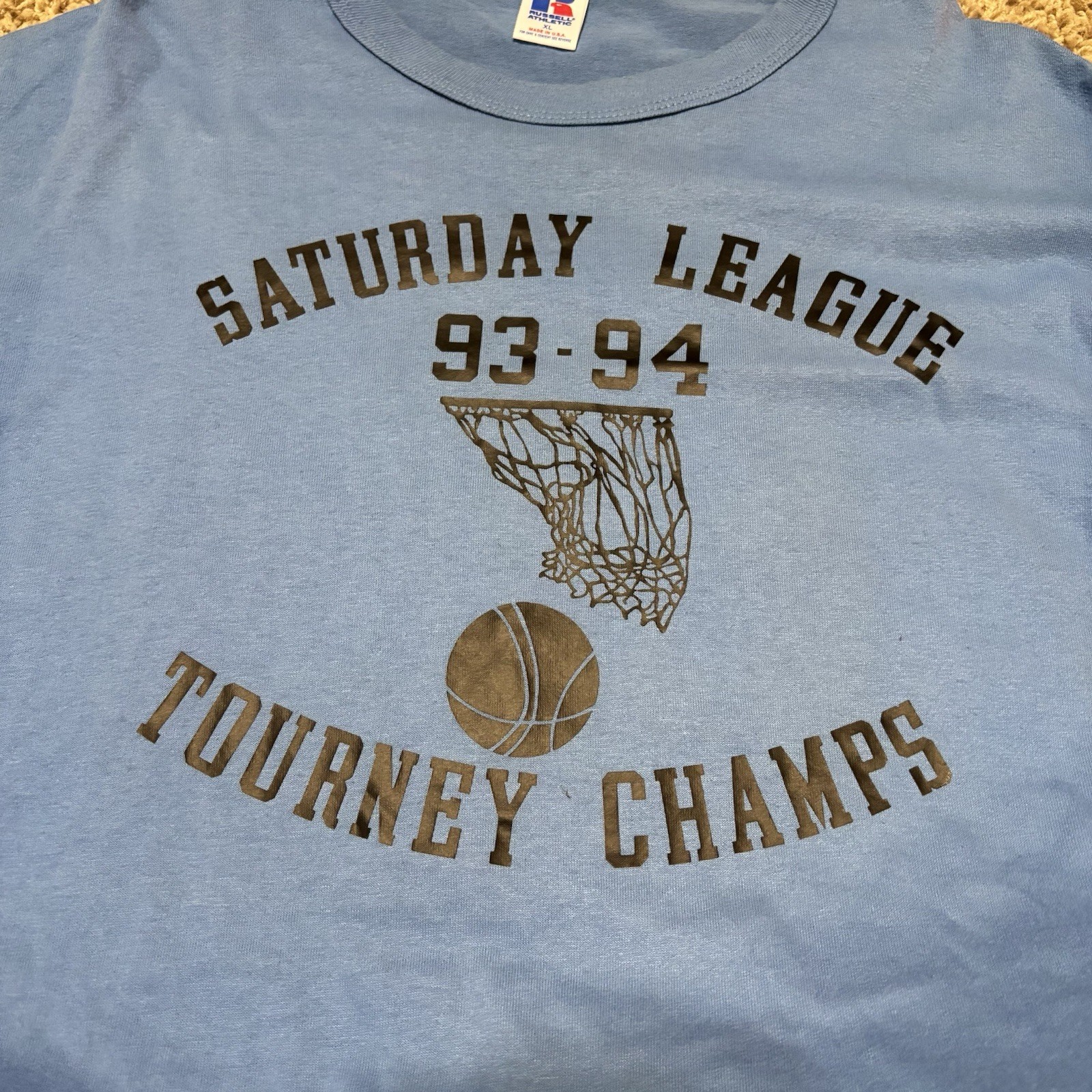 Vtg Russell Athletic XL Single Stitch Shirt USA Made 1993-94 Saturday Basketball gallery
