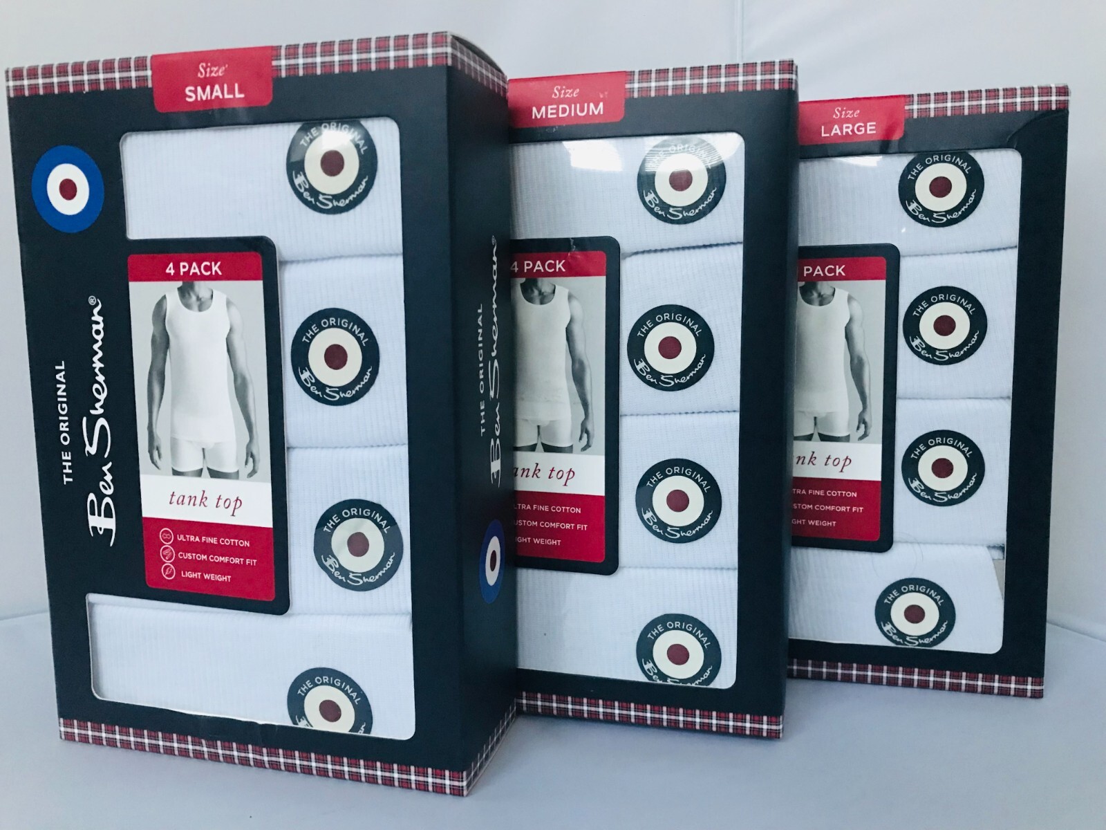 Ben Sherman Men’s TANK TOP 4-Pack WHITE Ultra Fine Cotton Blend MSRP $48.50