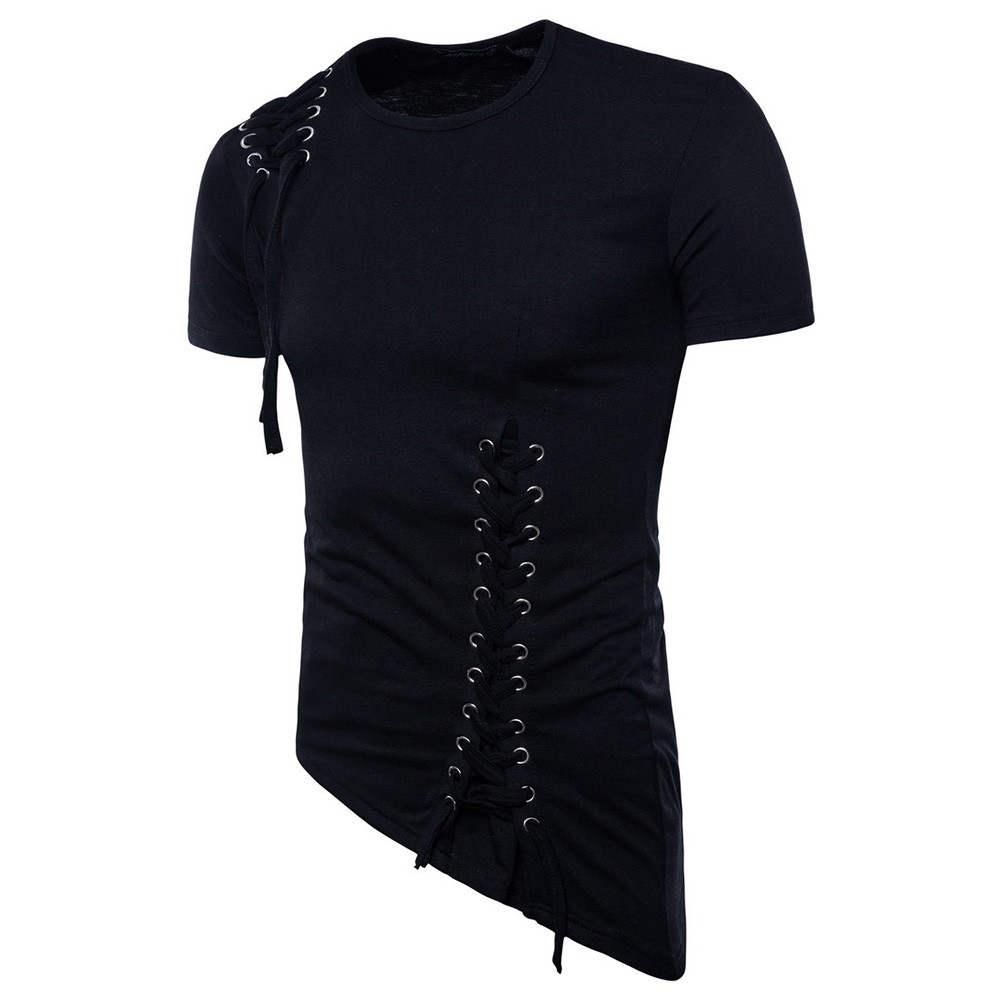 Men's Irregular Shirt Short Sleeve Muscle Tee T-shirt Casual Top Blouse gallery
