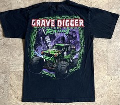 Grave Digger Monster Truck Basic Black 2 Sided Retro T-Shirt Y2K 2011 Size S