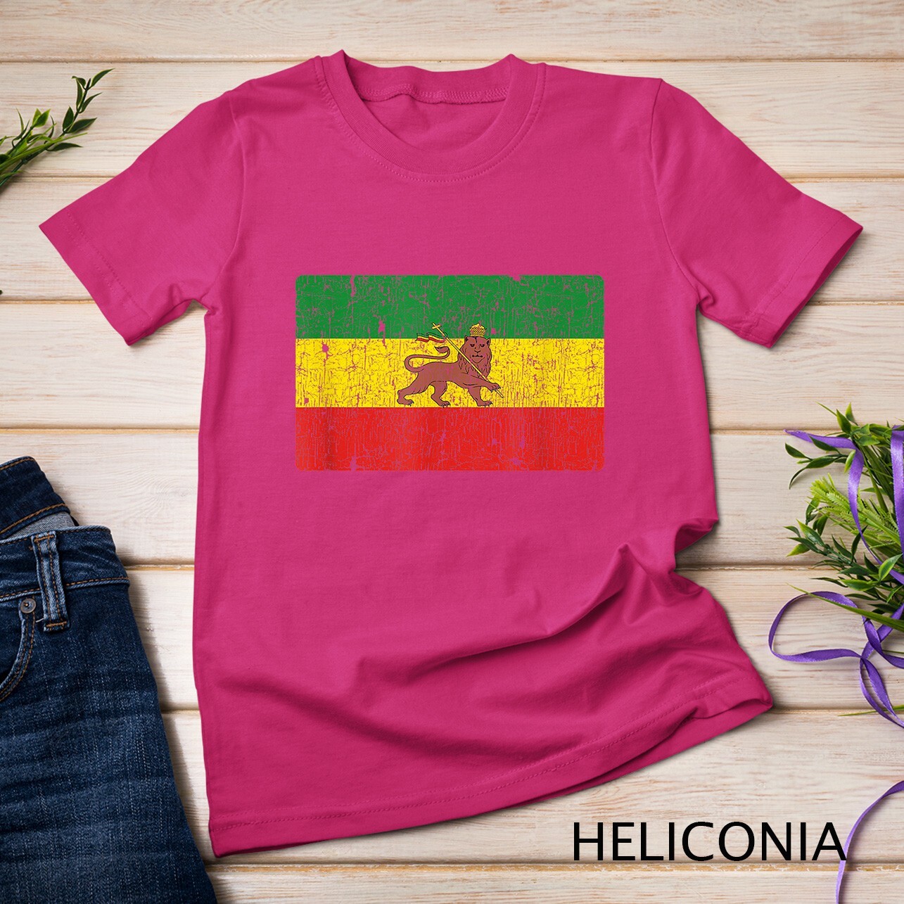 Vintage Rastafari Ethiopian Lion Ethiopia Rasta Pride Flag Unisex T-shirt gallery