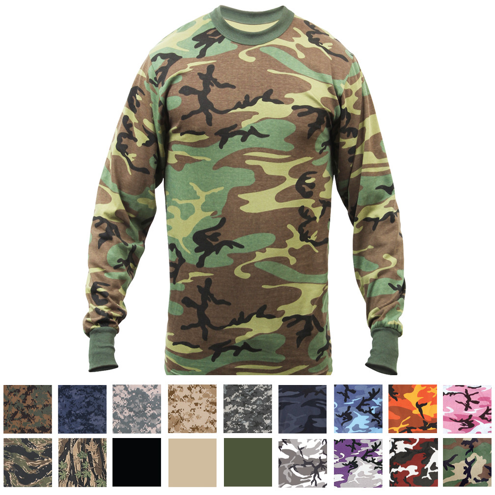 Camo Long Sleeve T-Shirt Tactical Military Crew Tee Undershirt Army Camouflage gallery