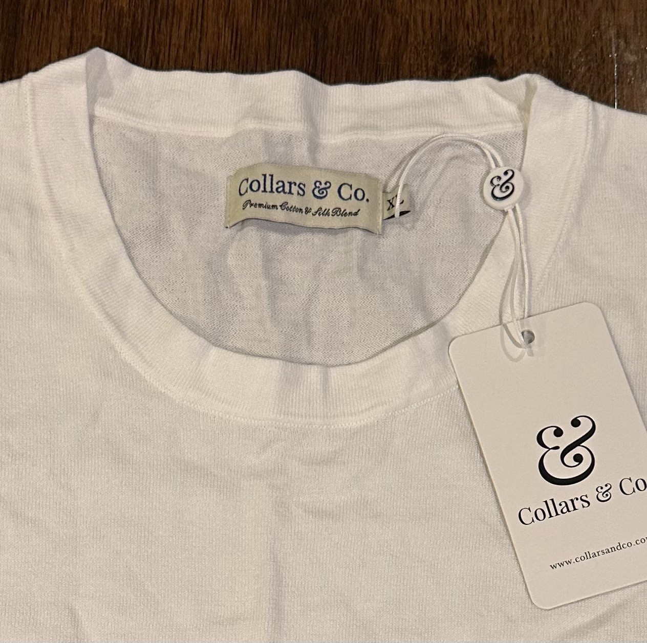 Collars & Co Maranello Mid-Weight Cotton & Silk Tee White Men’s XL New $89 gallery